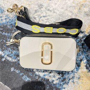 Marc Jacobs Cream Crossbody Bag with Gold Accents